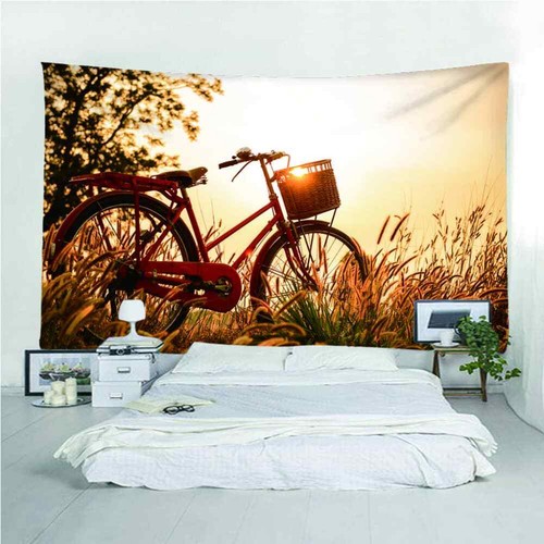 Beautiful Evening Bike 3D Wall Hang Cloth Tapestry Fabric Decorations Decor - Picture 4 of 6