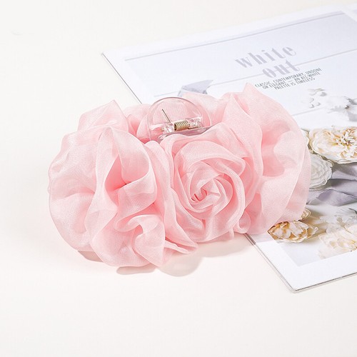 Pinzas para el cabello grandes con flores de gasa moño cola de caballo pasadores accesorios para el cabello 3D ღ - Imagen 16 de 17