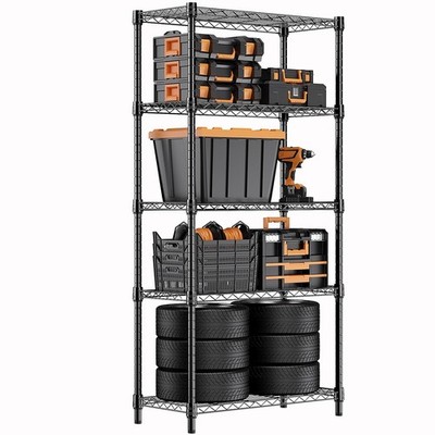 M MZG höhenverstellbar 5 Etagen, 35 cm T x 60 cm B x 158,7 cm H, schwarz
