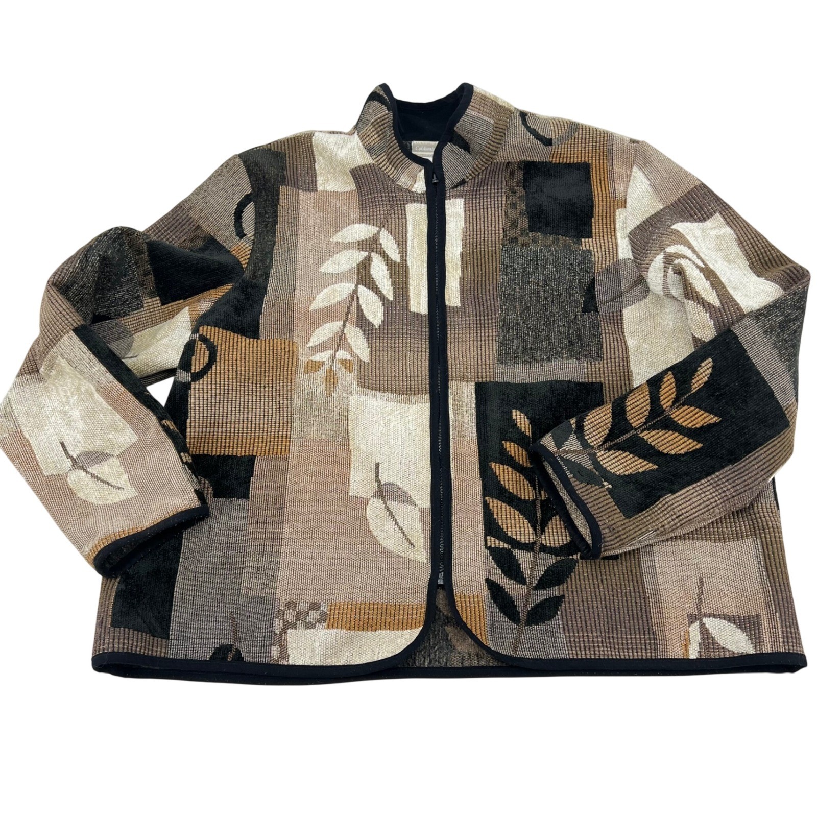 Coldwater Creek Tapestry Patchwork Leaf Print Zip… - image 1