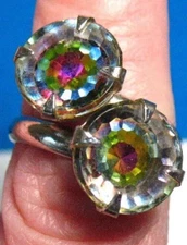 SARAH COVENTRY SILVER GLASS CHANGE STONE WRAP RING Adjustable Over The Rainbow