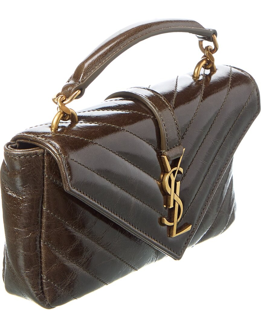 Saint Laurent College Mini borsa a tracolla in pelle da donna marrone