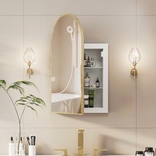 Recessed Medicine Cabinet Mirror Brushed Gold Bathroom Mirrored Medicine Cabinet