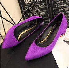 Womens Pointed Toe Mid Block Heel Slip-on Suede Casual Shoes Oversize 505254 Womens Pointed Toe Mid Block Heel Slip-on Suede Casual Shoes Oversize 505254
