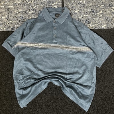 Preppy Polo Shirt Green Large izod mens Pattern front back L collegiate