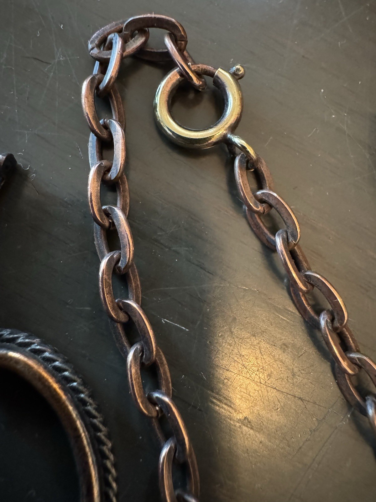 Vintage Solid Copper Chains Bracelets Curb & Sout… - image 8