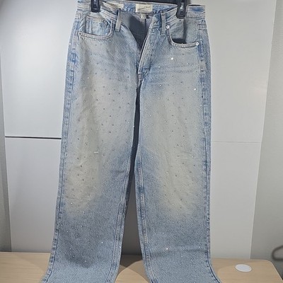 Universal Thread Straight Denim Jeans Light Blue Women Studded Button Pockets