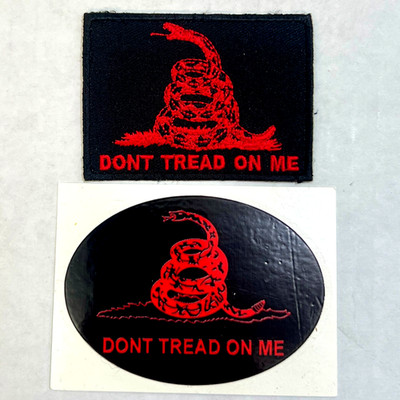 Don t Tread On Me Patch & Sticker Combo Red Snake Black Background New