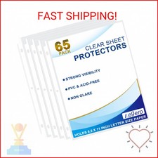 65 Pack Clear Sheet Protectors, 8.5 x 11 inch Page Protectors