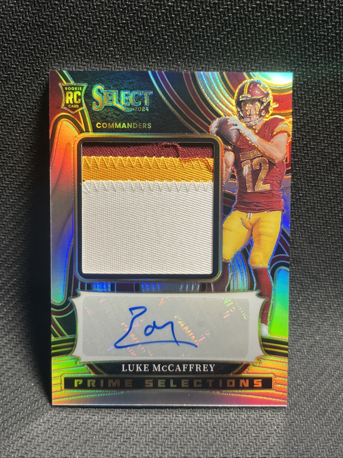 2024 Panini Select Prime Selections Luke McCaffrey Silver Prizm Autograph Rookie Card /99