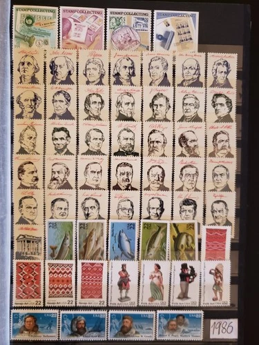 26009-US Stamps Collection Year 1986, 6 Complete Sets - Mint 57 Pcs