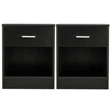 Set of 2 Bedroom Bedside Table Nightstand End Side With Drawer and Open Shelf
