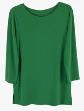 Susan Graver Liquid Knit Tunic Shirt Green 3/4 Sleeve A372467 Women CB30L