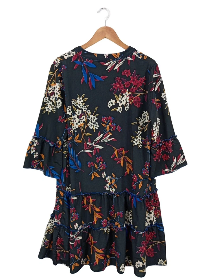 BETTY BARCLAY Robe Babydoll Dames Robe T EU 44 noir-bleu-rouge style décontracté - Photo 2/4