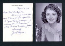 Janet Gaynor OSCAR ACTRESS autograph letter signed & mounted