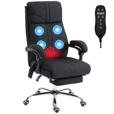 Vinsetto Vibrationsmassage Bürostuhl mit Wärme, Fußstütze, schwarz