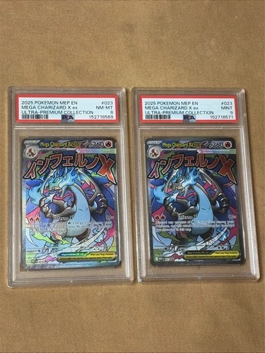 2025 POKEMON PROMO ULTRA-PREMIUM COLLECTION MEGA CHARIZARD X EX PSA 8 & PSA 9