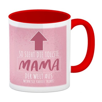 So sieht die tollste Mama der Welt aus wenn sie Kaffee trinkt Kaffeebecher Rot