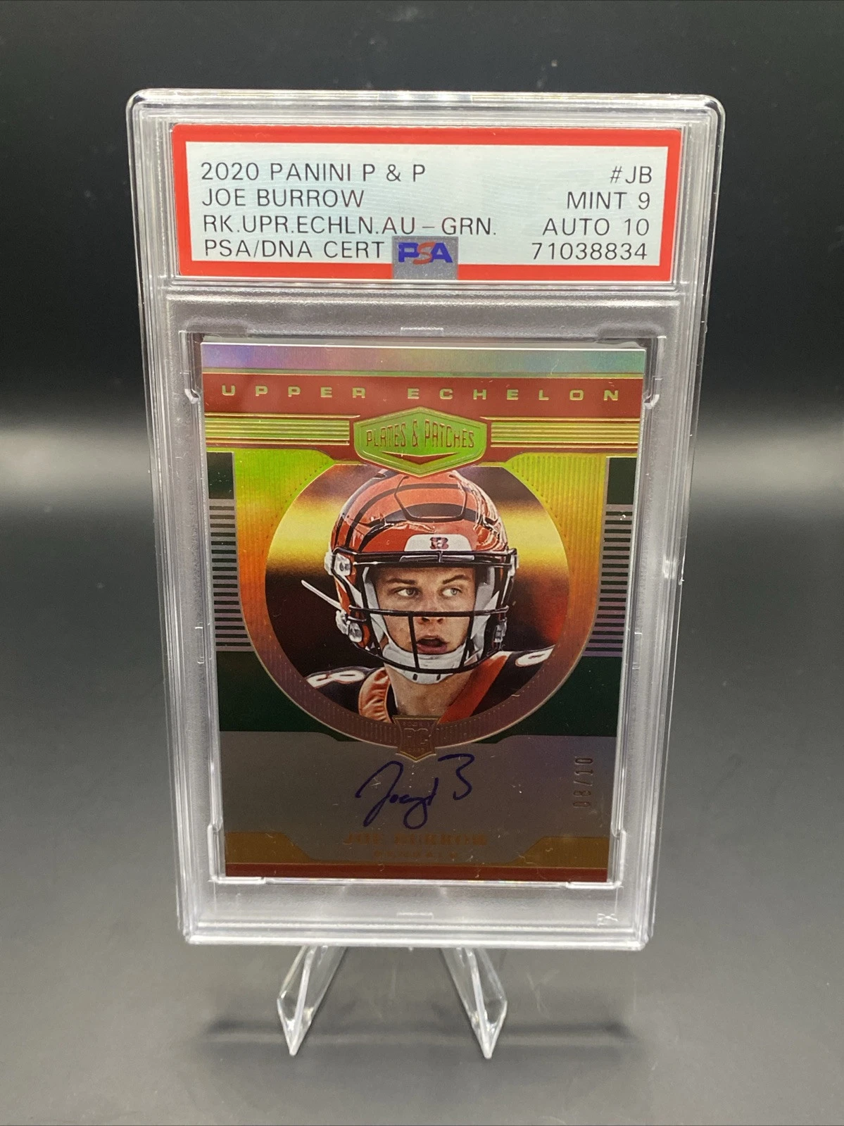 Joe Burrow Panini Plates & Patches Rookie Upper Echelon Autographs #JB Green