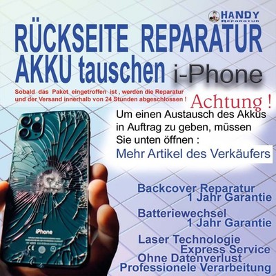 iPhone 8 bis 16 Pro Max  Backcover Reparatur Rückseite Glas Tausch