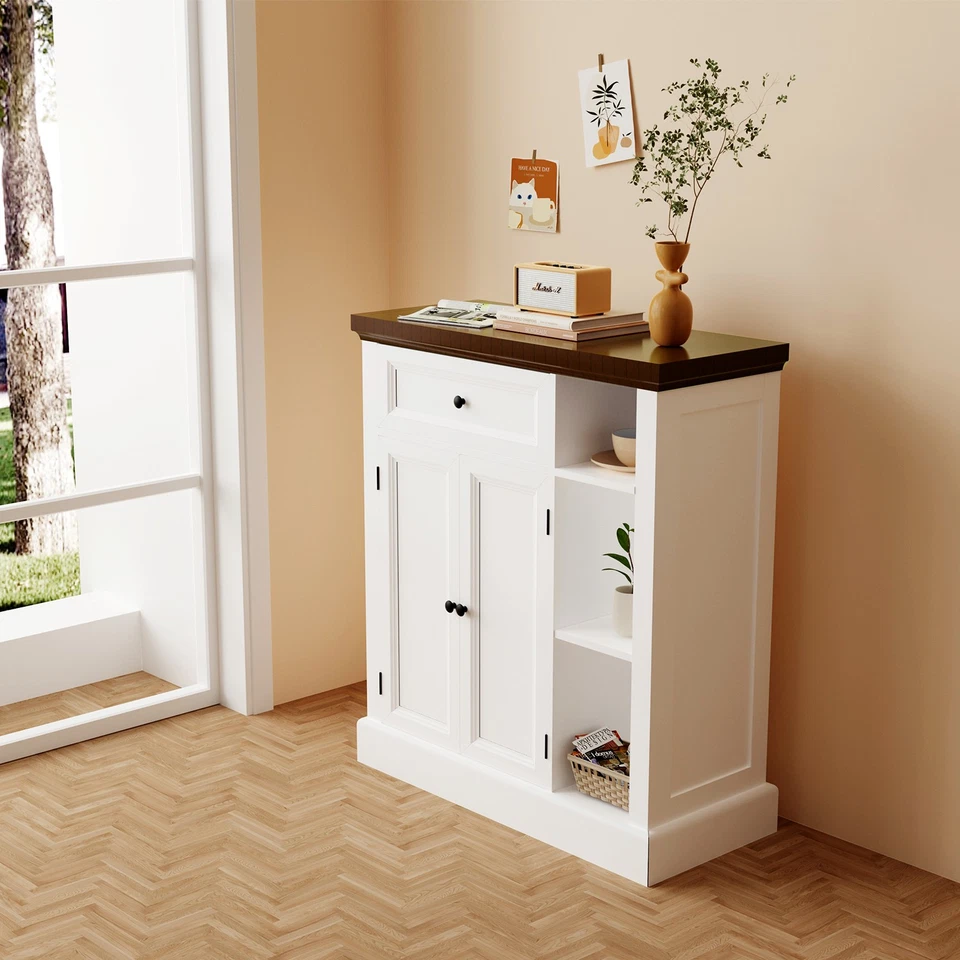 Vorratsschrank Sideboard Holzschrank mit verstellbarem Regal Küchenschrank - Bild 4 von 4