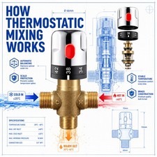 Thermostatic Mixing Valve Brass Bathroom Faucet Hot Cold Water Control Mixer new