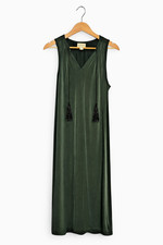 Michael Kors Women’s Sleeveless Tassel Tie Shift Dress Green Size M