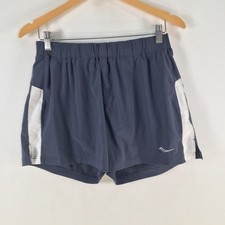 Saucony mens gym running shorts size M blue stretch 126114
