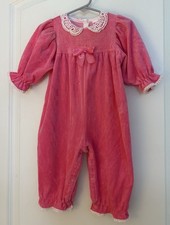 Vintage Carters One Piece 9 months Velvety Velour Jumpsuit Romper USA Made 80s