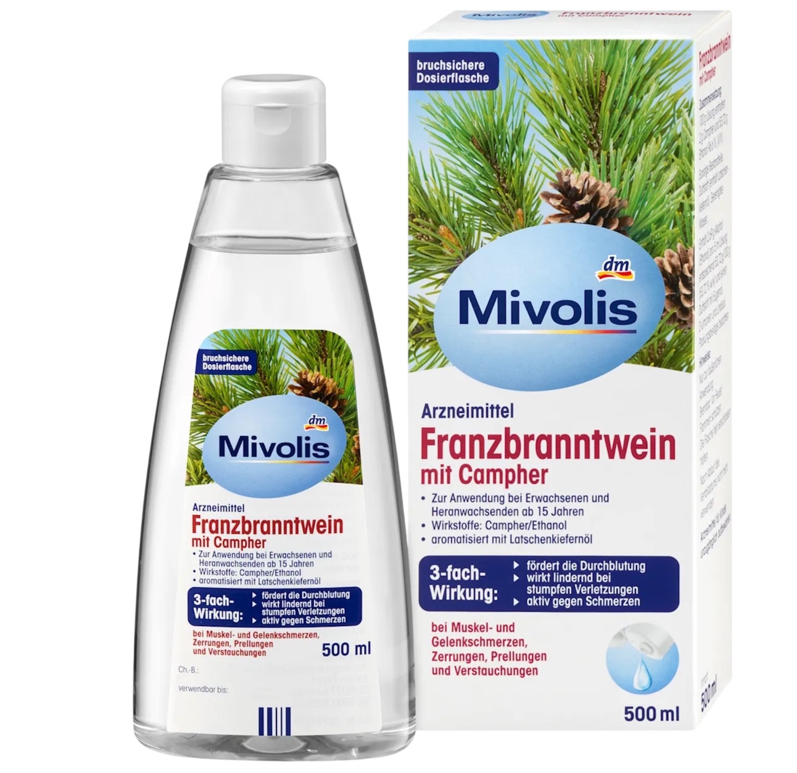 ✅ Franzbranntwein mit Campher & Ethanol, zum Einreiben, bei Prellungen 500ml ✅