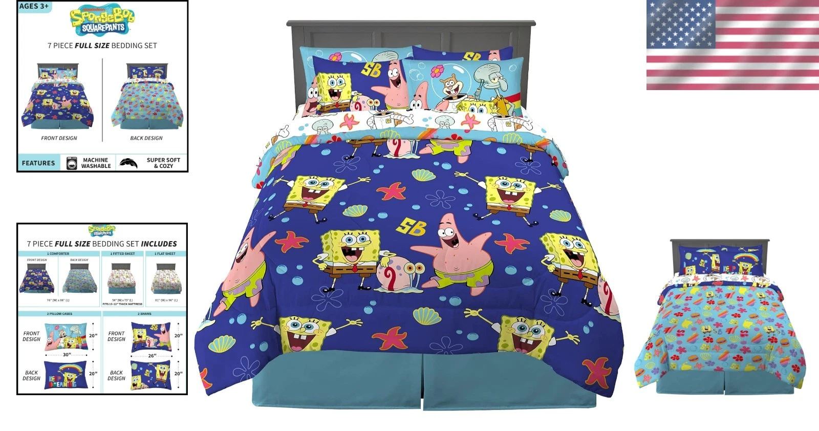 SpongeBob SquarePants Kids Bedding Set, Full Size