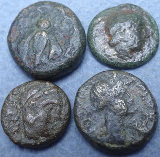 Lot of 4 Greek Bronze Coins