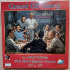 Andy Thomas Grand Ol' Gang 500 Piece Jigsaw Puzzle Presidents Playing Poker NEW