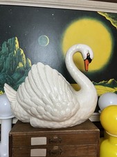 Vintage Dartmouth Pottery Devon XL White Swan Planter Vase 34cm Excellent Cond