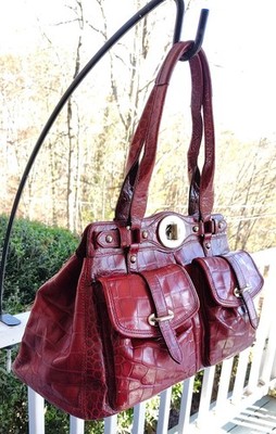 Coach XL 14206 Ella Red Crocodile Embossed Leather Magic Bag | eBay