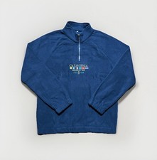 Polaire zipé avec motif brodé bleu marine style vintage et tendance - Unisexe