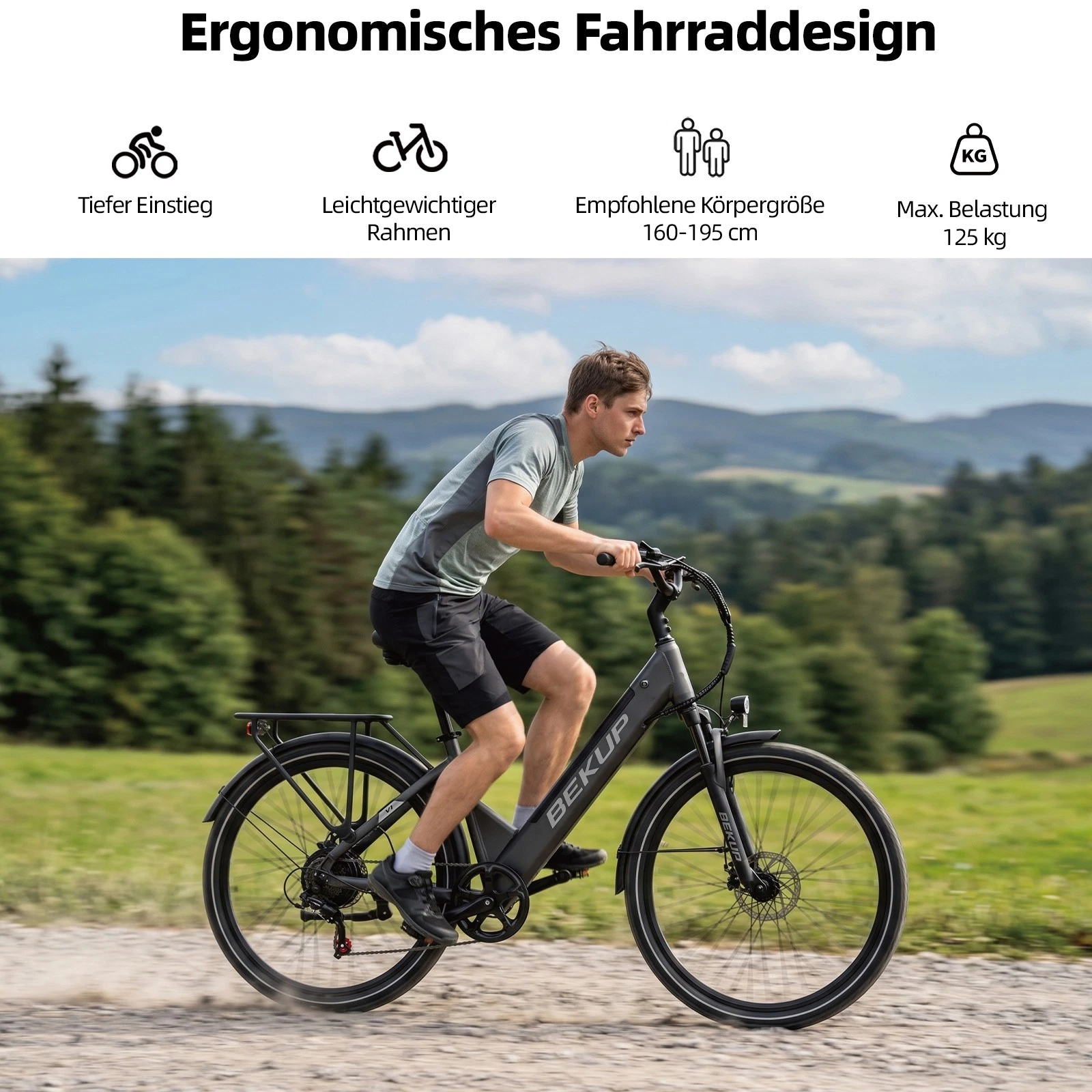 BEKUP V1 26" All-Terrain Tires 36V 14.5Ah Mountain Bike E-City Bike 7 Speed - Picture 8 of 18