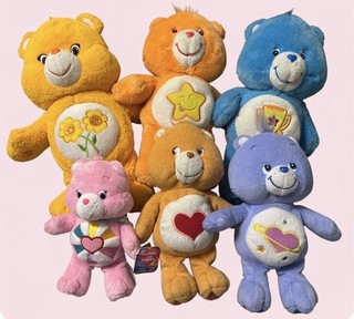 Lot of 6 Different Carebear Plush Stuffed Animals Care Bears