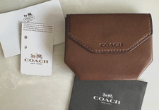 NWT COACH VINTAGE FAWN LEATHER GEOMETRIC COIN/CHANGE PURSE POUCH 74297