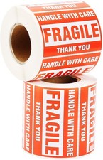 2 Rolls of Fragile Stickers 2"x3" - Handle with Care Shipping Labels