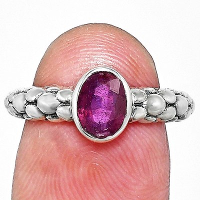 925 Sterling Silver Oval Gemstone Beaded Band Ring Jewelry for Women AGR1023