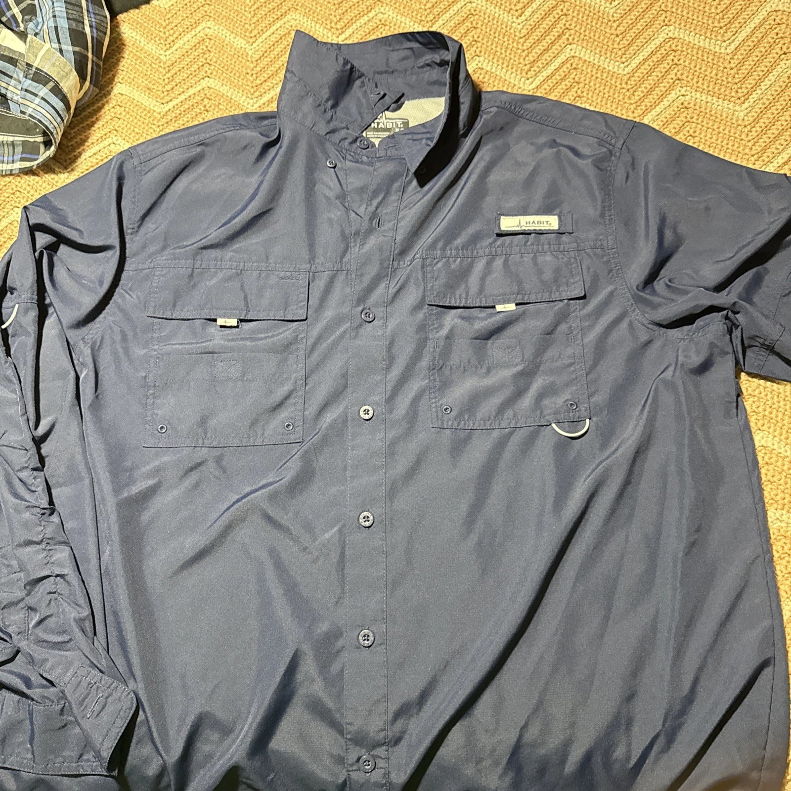 Habit Mens 2XL Fishing Shirt Long Sleeve Ventilated Peacoat Blue Solar Factor