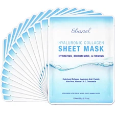 Ebanel 15 Pack Collagen Face Mask with Hyaluronic Acid, Vitamin C, Peptide, Aloe