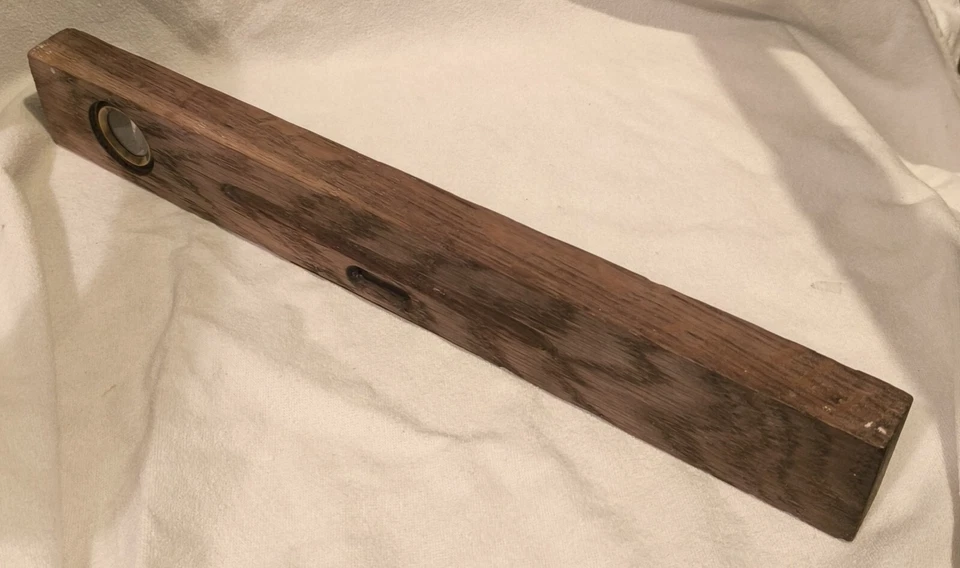 Ancien Niveau À Bulle En Bois Et En Laiton Vintage Outils Retro - Photo 3/4