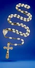 Vintage Catholic White Milk Glass 5 Decade Rosary, Silver Tone Crucifix, France