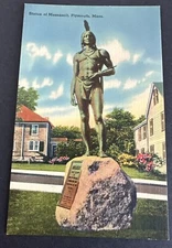 Postcard: Statue of Massasoit  ~ Plymouth, Massachusetts