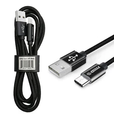 3FT Type A to C Braided 3.1c USB Cable For Consumer Cellular Iris Easy Flip