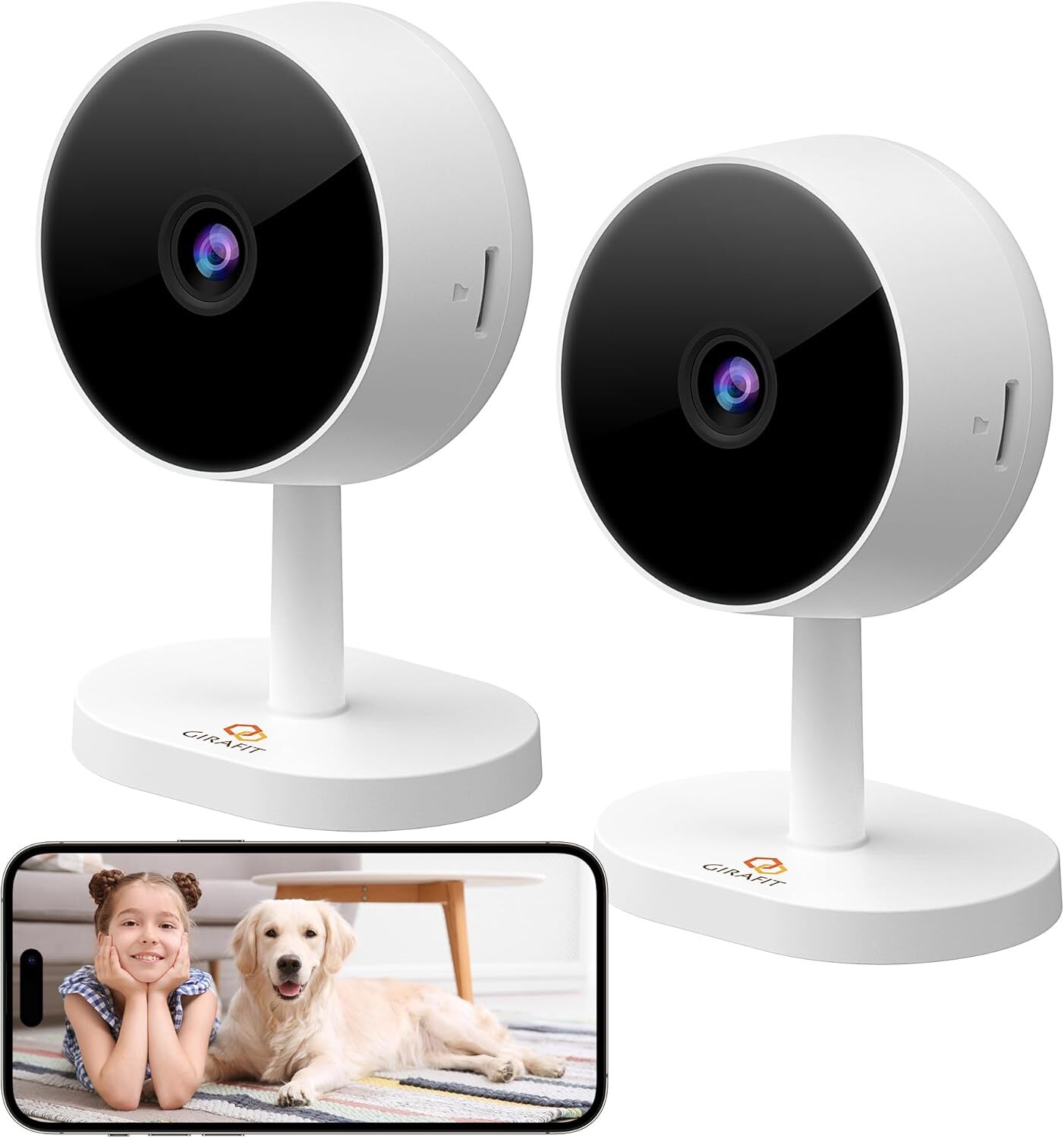 3MP 2K Indoor Security Camera Dual-Band WiFi 2-Pack Monitoring