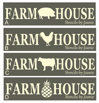 Joanie Stencil Farmhouse Pig Cow Chicken Pineapple Country Prim Kitchen DIY sign