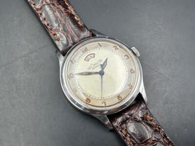Vintage SS Lecoultre Power Reserve cal.481 Bumper Automatic Watch.
